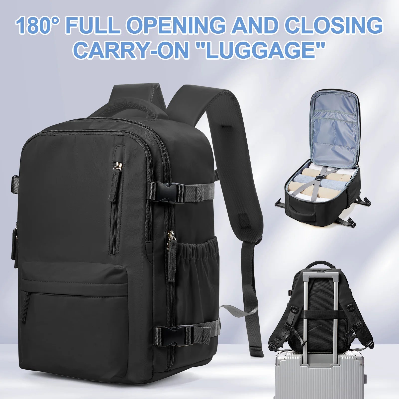 Travel Backpack Cabin Bag, Ryanair Backpack 40x20x25 Carry-Ons, Men Women 15.6 inch Laptop Backpack, Casual 40x28x17 Backpack