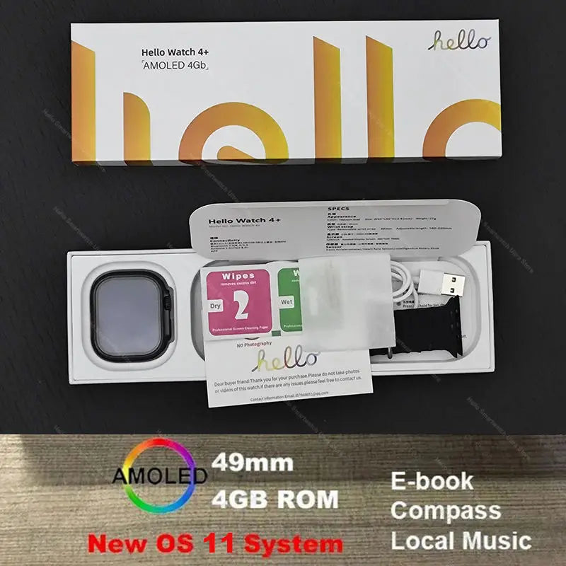 Hello Watch 4 Plus Ultra 2 – Smartwatch 49mm, AMOLED 2.04” 90Hz, Monitor de Salud / Reloj Inteligente 49mm, Pantalla AMOLED 2.04” 90Hz, Seguimiento Salud