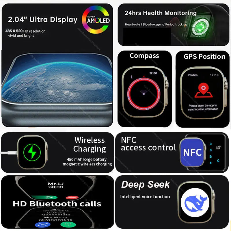 Hello Watch 4 Plus Ultra 2 – Smartwatch 49mm, AMOLED 2.04” 90Hz, Monitor de Salud / Reloj Inteligente 49mm, Pantalla AMOLED 2.04” 90Hz, Seguimiento Salud