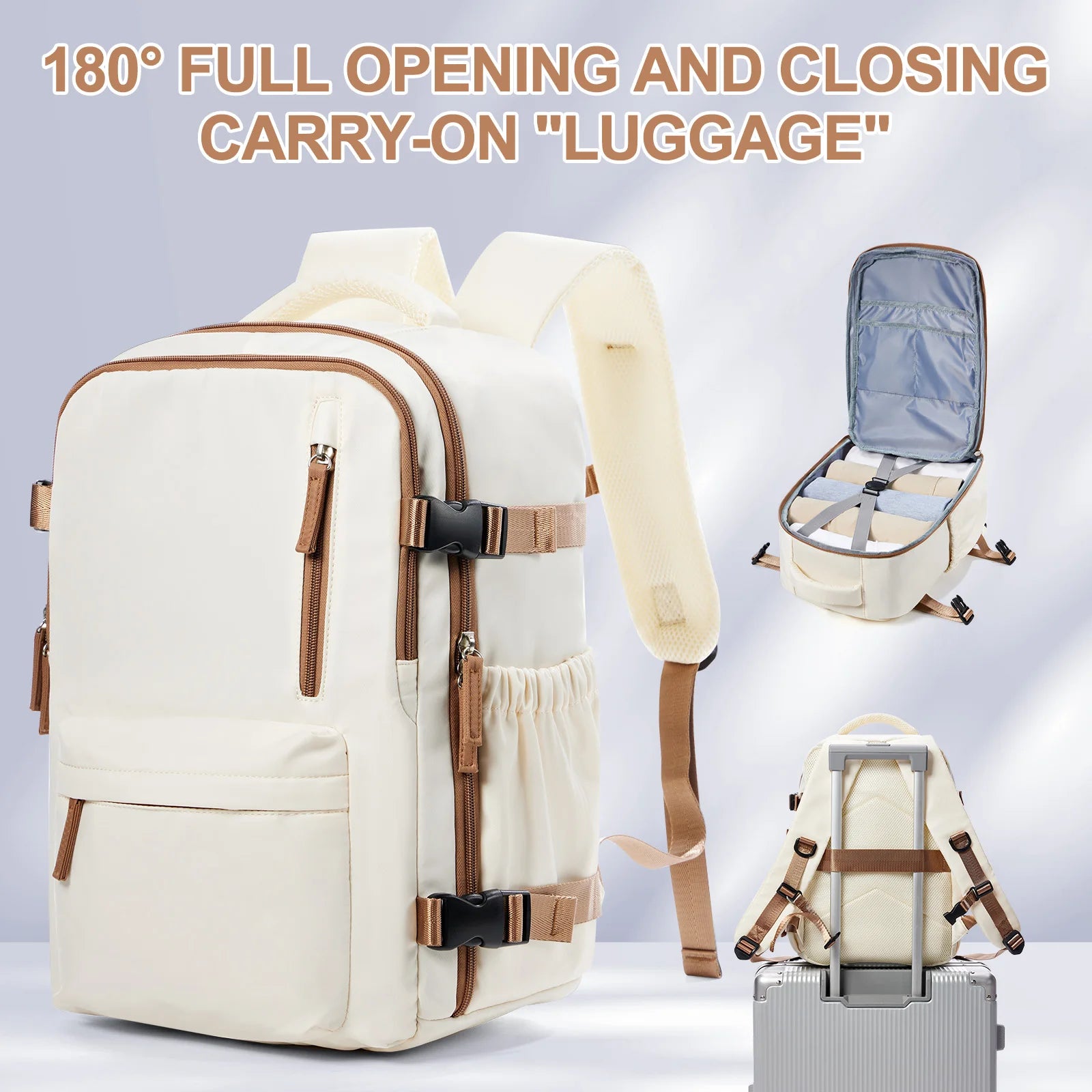 Travel Backpack Cabin Bag, Ryanair Backpack 40x20x25 Carry-Ons, Men Women 15.6 inch Laptop Backpack, Casual 40x28x17 Backpack